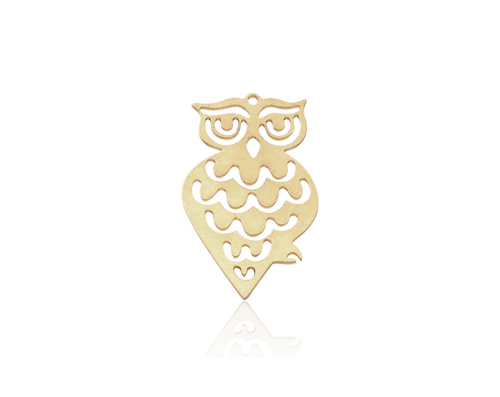 20 Pcs, Brass Owl Pendant, Small Owl Pendant, Brass Bird Pendant, Woodland Pendant, Raw Brass Charms