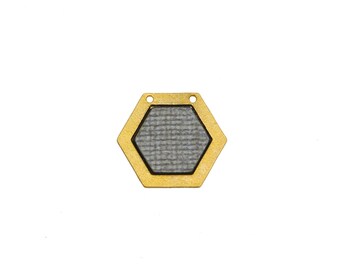 Gray Hexagon Pendant, 1 Pc FORMICA Pendant, Gold Plated Hexagon, Geometric Jewelry, Laser Cut Pendant, Small Hexagon Pendant, Jewelry Making
