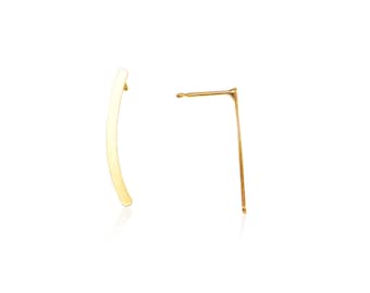 Gold Curved Bar Earrings, Gold Bar Earrings, Bar Stud Earrings, Gold Stud Earrings, Simple Stud Earrings, Gold Post Earrings, Gold Bar Studs