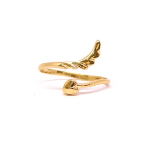 Gold Heart Ring, Gold Ring, Feather Heart Ring, Adjustable Heart Ring, Open Gold Ring, Wholesale Rings, Valentines Ring