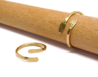 Anello di ottone regolabile, Anello fatto a mano, Anello Boho martellato, Anello serpente, Anello all'ingrosso, Gioielli in ottone grezzo, Anello aperto, Gioielli di tendenza fatti a mano
