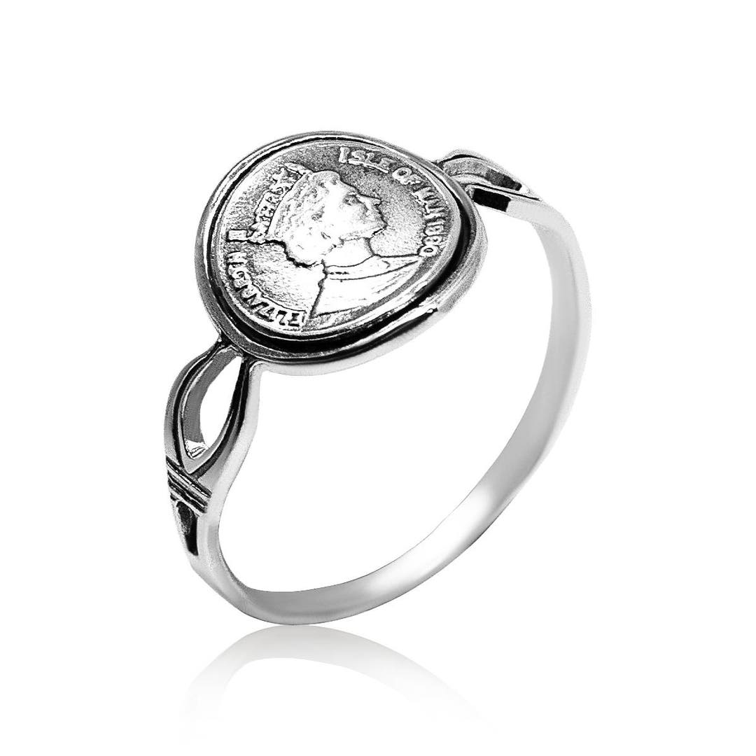 Sterling Silver Coin Ring, 925 Silver Ring, Antique Coin Ring