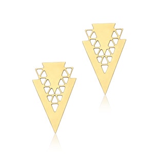 Gold Chevron Pendant, 2 Pcs, Gold Triangle Charm, Gold Plated Pendant, Laser Cut Findings, Gold Geometric Pendant, Gold Triangle Pendant