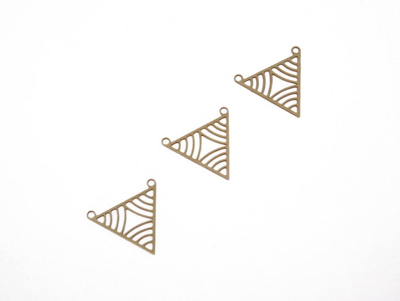 Brass Triangle Pendant, 3 Pcs Geometric Pendant, Raw Brass Jewelry, Tribal Jewelry Pendant, Laser Cut Charms, Goldie Jewelry Making Supplies