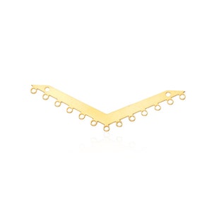 Gold Chevron Pendant, 2 Pcs, Chevron with Holes, Fringe Necklace Pendant, Multi Loop Chevron, Gold Plated Findings, Gold Chevron Connector image 3