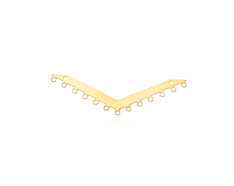 Gold Chevron Pendant, 2 Pcs, Chevron with Holes, Fringe Necklace Pendant, Multi Loop Chevron, Gold Plated Findings, Gold Chevron Connector image 3