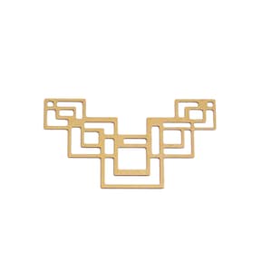 May include: Gold metal pendant with a geometric design of overlapping squares.