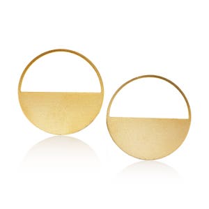 Half Circle Earrings, 1 Pair, Geometric Gold Stud Earrings, Post Earrings, Fashion Studs, Wholesale Jewelry Findings, Goldie Supplies