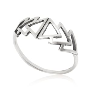Silver Triangle Ring, 925 Sterling Silver Ring, Antique Silver Ring, Silver Boho Rings, Tribal Ring, Silver Chevron Ring, Bohemian Rings,