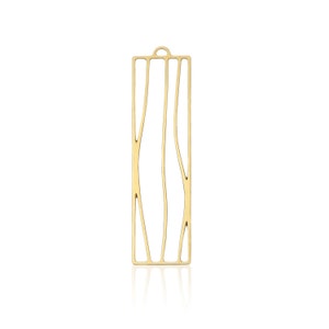 May include: Gold-toned metal pendant with a rectangular shape and a cutout design resembling tree branches.