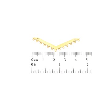 Gold Chevron Pendant, 2 Pcs, Chevron with Holes, Fringe Necklace Pendant, Multi Loop Chevron, Gold Plated Findings, Gold Chevron Connector image 2