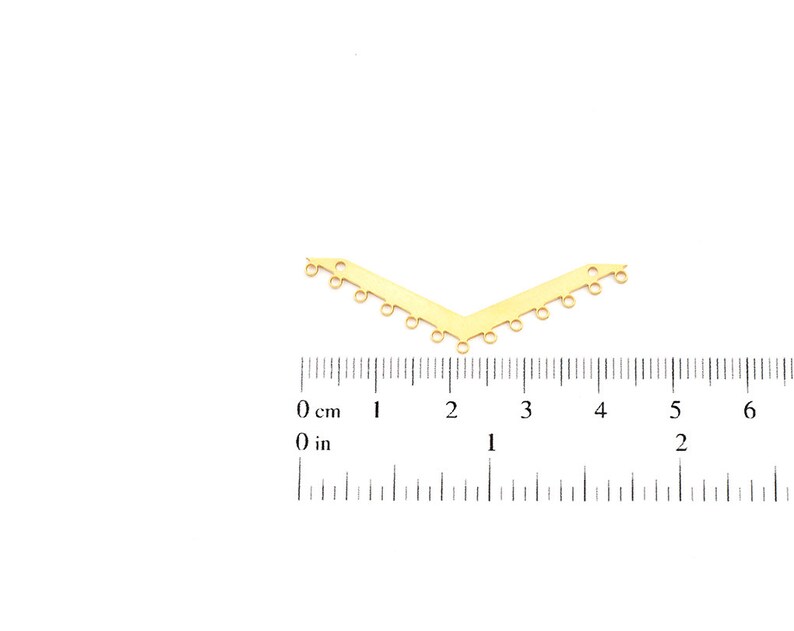 Gold Chevron Pendant, 2 Pcs, Chevron with Holes, Fringe Necklace Pendant, Multi Loop Chevron, Gold Plated Findings, Gold Chevron Connector image 2