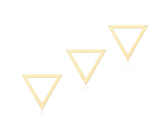 Gold Triangle Pendant, 3 Pcs, Minimal Jewelry Pendant, Gold Plated Charm, Gold Triangle Connector, Gold Geometric Pendant, Laser Cut Charms