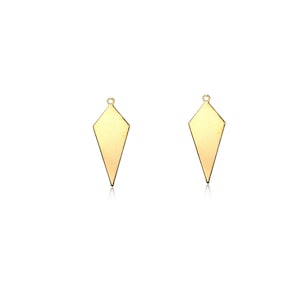 Gold Diamond Pendant, 2 Pcs, Rhombus Geometric Pendant, Long Plated Rhombus Charm, Gold Plated Jewelry Findings, Wholesale Jewelry Supplies
