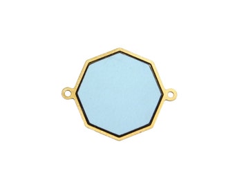 Geometric Pendant, 1 Pc, FORMICA Pendant, Gold Plated Pendant, Laser Cut Jewelry, Blue Connector, Octagon, Wood Pendant, Jewelry Making