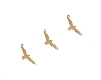 Tiny Bird Charm, 3 Pcs, Flying Brass Bird Charm, Small Seagull Pendant, Bird Necklace Charm, Brass Seagull Charm, Laser Cut Jewelry