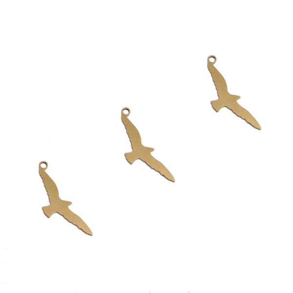 Tiny Bird Charm, 3 Pcs, Flying Brass Bird Charm, Small Seagull Pendant, Bird Necklace Charm, Brass Seagull Charm, Laser Cut Jewelry
