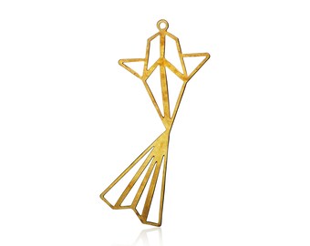Gold Fish Pendant, 1 Pc, Animal Origami Pendant, Gold Origami Fish Charm, Geometric Fish, Goldie Jewelry Supplies