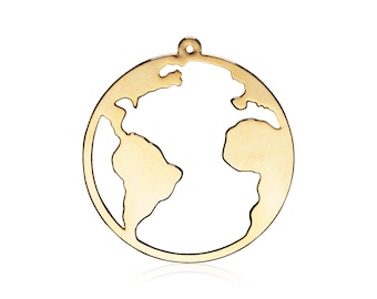 Earth Pendant, World Map Charm, Map Necklace, Wanderlust Necklace, Gold Globe Pendant, Silver Earth Charm