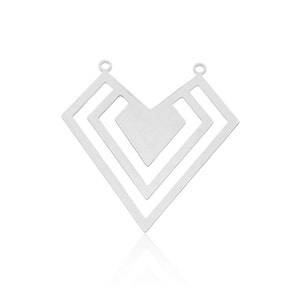 Silver Geometric Pendant, 1 Pc, Silver Diamond Pendant, Large Chevron Pendant, Silver Art Deco Pendant, Silver Jewelry, Laser Cut Findings