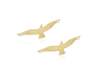 Raw Brass Seagull Pendant, 2 Pcs, Brass Bird Connector, Flying Bird Pendant, Bird Necklace Pendant, Laser Cut Jewelry, Brass Seagull Charm