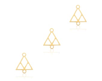 Gold Triangle Connector, 3 Pc, Gold Plated Charms, Gold Triangle Charm, Gold Geometric Jewelry, Laser Cut Charms, Gold Geometric Connector