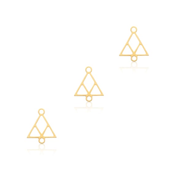 Gold Triangle Connector, 3 Pc, Gold Plated Charms, Gold Triangle Charm, Gold Geometric Jewelry, Laser Cut Charms, Gold Geometric Connector
