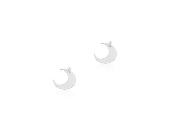 Silver Moon Charm, 2 Pcs, Silver Crescent Moon Charm, Tiny Moon Pendant, Silver Plated Charm, Crescent Moon Findings, Laser Cut Jewelry