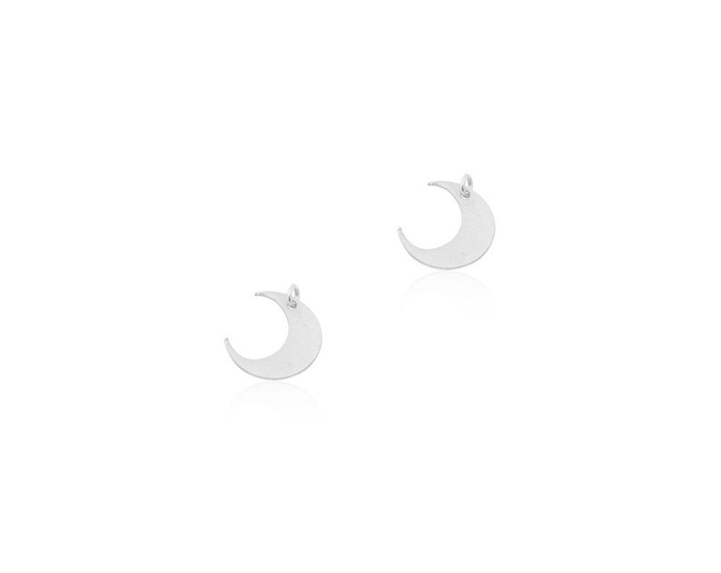 Silver Moon Charm, 2 Pcs, Silver Crescent Moon Charm, Tiny Moon Pendant, Silver Plated Charm, Crescent Moon Findings, Laser Cut Jewelry image 1