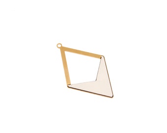 Rhombus FORMICA Pendant, 1 Pc, Gold Plated Brass, Wood Pendant, Geometric Jewelry, Colorful Pendant, Jewelry Making Supplies, GoldieSupplies