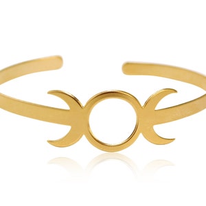 Open Cuff Bangle, Geometric Cuff Bangle, Circle Cuff Bracelet, Moon Gold Cuff Bracelet, Adjustable Cuff Bracelet, Wholesale Cuff Bracelet