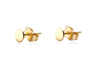 Gold Circle Stud Earrings, 1 Pair, Gold Circle Studs, Tiny Circle Earrings, Round Stud Earrings, Geometric Stud Earrings, Wholesale Earrings