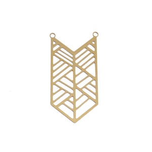 Raw Brass Chevron Pendant, 1 Pc, Large Geometric Pendant, Boho Pendant, Tribal Pendant, Raw Brass Pendant, Laser Cut Pendant, GoldieSupplies