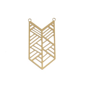 Raw Brass Chevron Pendant, 1 Pc, Large Geometric Pendant, Boho Pendant, Tribal Pendant, Raw Brass Pendant, Laser Cut Pendant, GoldieSupplies image 1