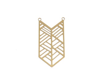 Raw Brass Chevron Pendant, 1 Pc, Large Geometric Pendant, Boho Pendant, Tribal Pendant, Raw Brass Pendant, Laser Cut Pendant, GoldieSupplies