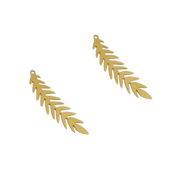 SALE, 5 Pcs, Raw Brass Leaf Pendant, Small Feather Charm, Leaf Branch, Feather Pedant, Olive Tree Leaf Charm, Woodland Laser Cut Jewelry,