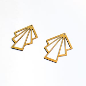 Art Deco Fan Pendants, 2 Pc - Laser Cut Geometric Jewelry, Exclusive at Goldie Supplies