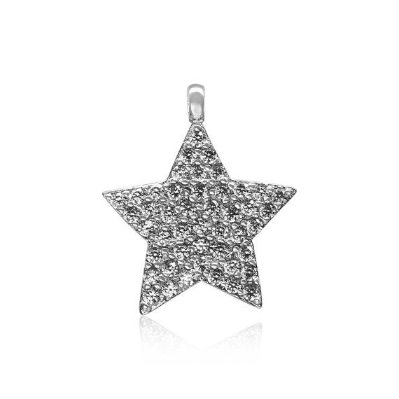Star zircon pendant, 1 Pc pendant, Large Star charm, Star pendant, 925 Silver pendant, Sterling Silver charm, Wholesale charm, New in shop