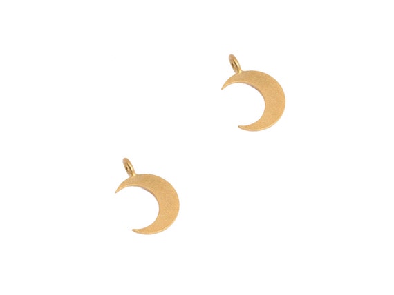 Gold Moon Charm, 2 Pcs, Tiny Crescent Charm, Gunmetal Moon Charm, Crescent Moon Charm, Small Moon Pendant, Half Moon Jewelry, Gold Plated