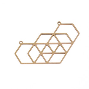 Geometrical Hexagon Pendant, 1 Pc Raw Brass Connector,  Exclusive at Goldie Supplies