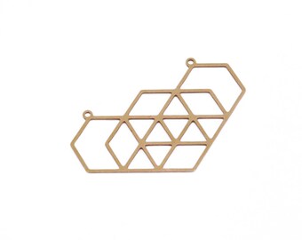 Geometrical Hexagon Pendant, 1 Pc Raw Brass Connector,  Exclusive at Goldie Supplies