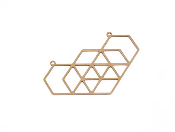 Geometrical Hexagon Pendant, 1 Pc Raw Brass Connector,  Exclusive at Goldie Supplies