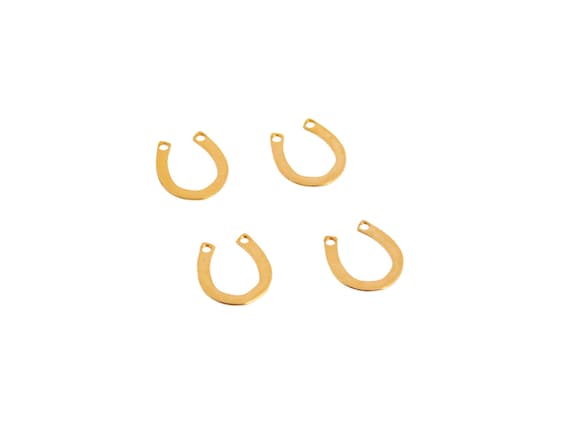 Gold Horse Shoe, 4 Pc, Gold Plated Pendant, Minimalist Jewelry ,Laser Cut Jewelry Exclusive at Goldie Supplies
