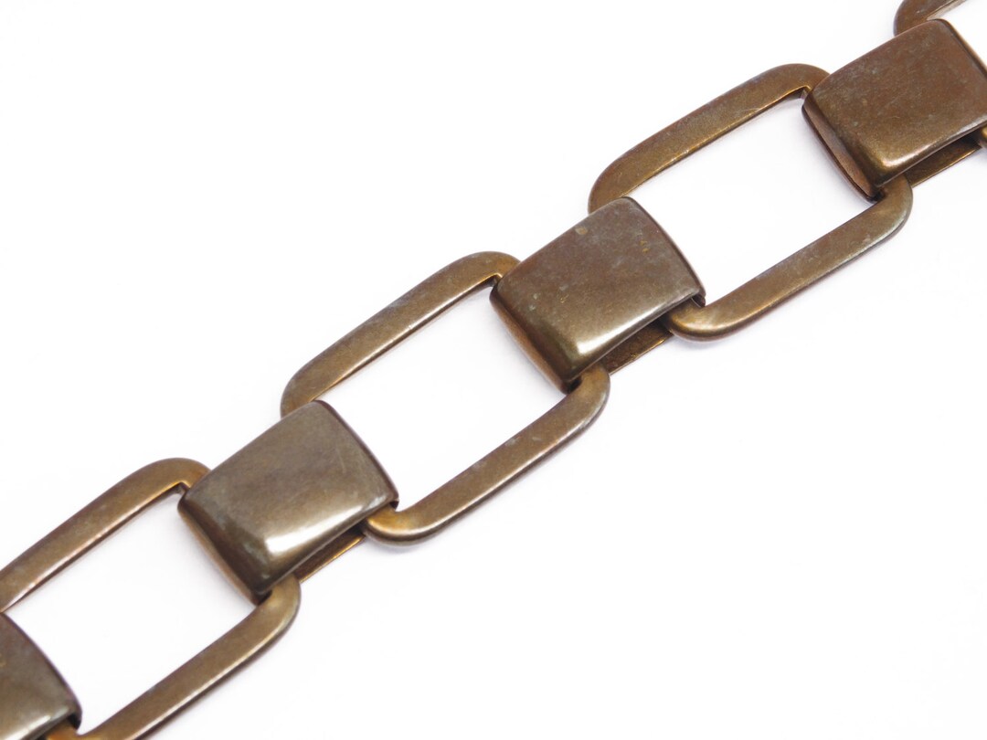 Rectangle Link Chain 1 Ft Antique Brass Chain Large Chunky Etsy