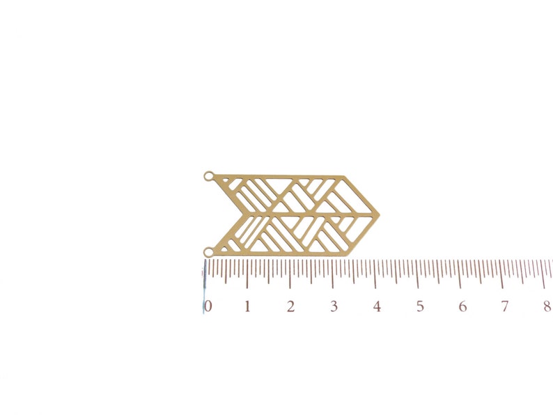 Raw Brass Chevron Pendant, 1 Pc, Large Geometric Pendant, Boho Pendant, Tribal Pendant, Raw Brass Pendant, Laser Cut Pendant, GoldieSupplies image 2