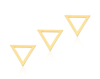 Pendentif Triangle d'Or, 3 Pcs, Triangle Frame Charms, Geometric Jewelry Findings, Laser Cut Charms, Gold Triangle Charm, Triangle Connector