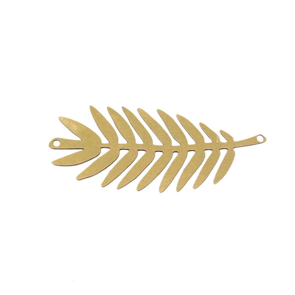 Brass Leaf Pendant, gold Leaf Pendant, Palm Leaf Pendant, leaf connector, Laser Cut Jewelry, silver Leaf Pendant, Large Feather connector