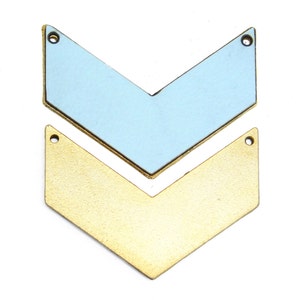 Blue Chevron Pendant, 1 Pc Gold Arrow Pendant, FORMICA Jewelry, Blue and Gold, Pastel Blue Pink, Double Sided Pendant, Geometric Jewelry
