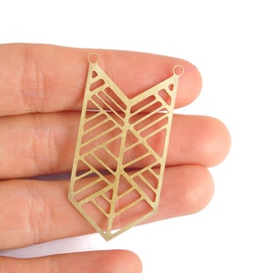 Raw Brass Chevron Pendant, 1 Pc, Large Geometric Pendant, Boho Pendant, Tribal Pendant, Raw Brass Pendant, Laser Cut Pendant, GoldieSupplies image 4