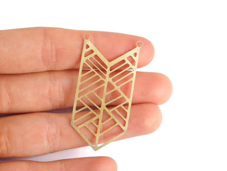 Raw Brass Chevron Pendant, 1 Pc, Large Geometric Pendant, Boho Pendant, Tribal Pendant, Raw Brass Pendant, Laser Cut Pendant, GoldieSupplies image 4